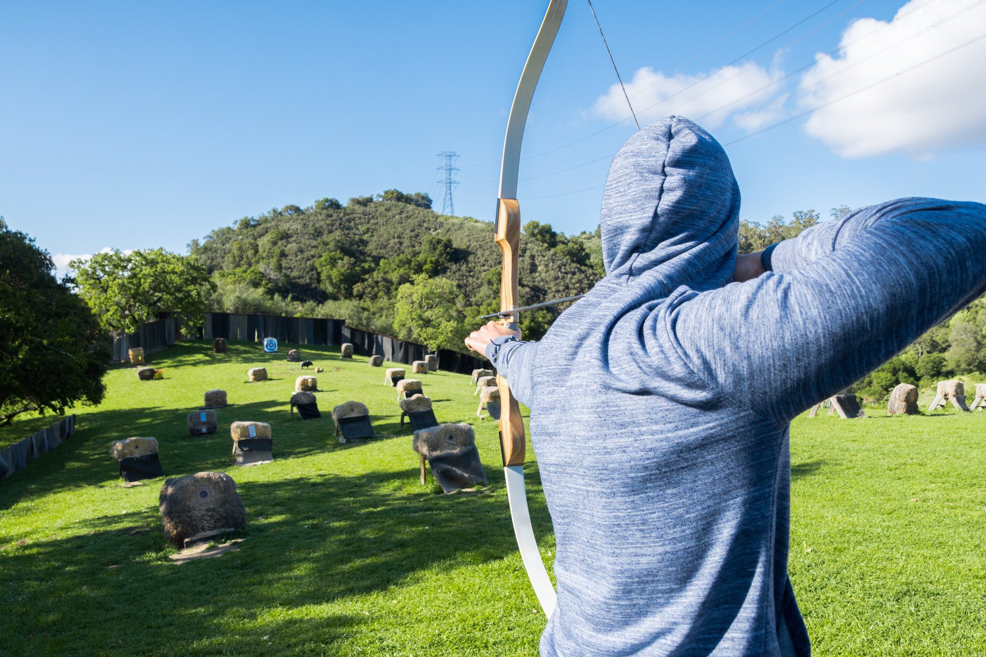 Unidentified person practicing archery